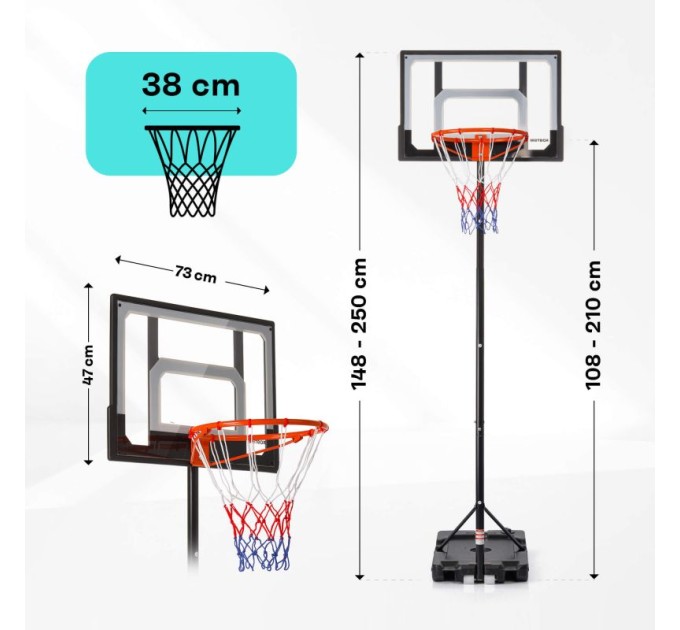 Meteor Denver Freestanding 108-210 cm krepšinio lankas