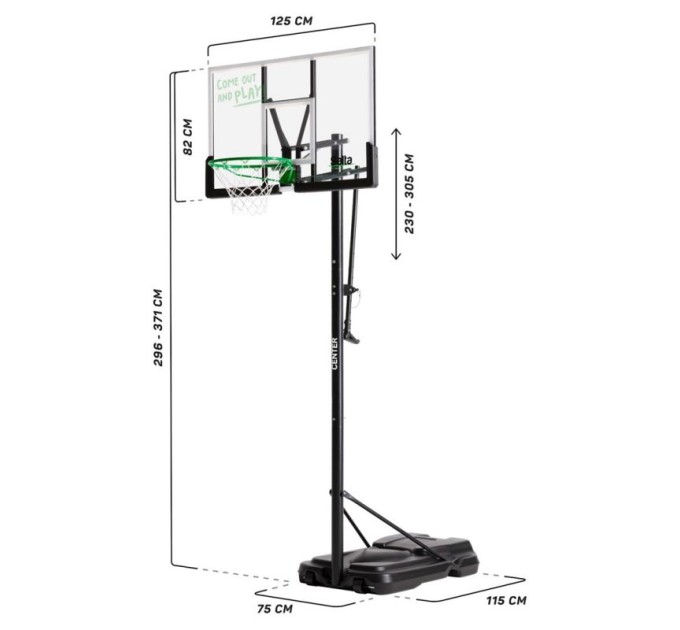 Salta Center standing 125 cm x 371 cm krepšinio lankas