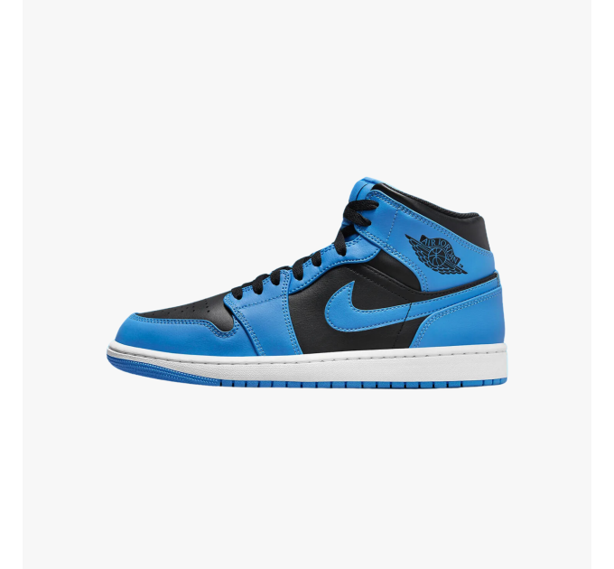 Nike Jordan 1 Mid University Blue Black krepšinio bateliai Nike Jordan 1 Mid University Blue Black krepšinio bateliai