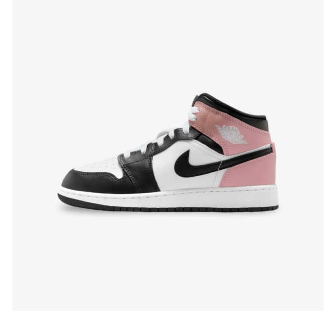 Nike Jordan 1 Mid White Rust Pink Black krepšinio bateliai jaunimui Nike Jordan 1 Mid White Rust Pink Black krepšinio bateliai jaunimui